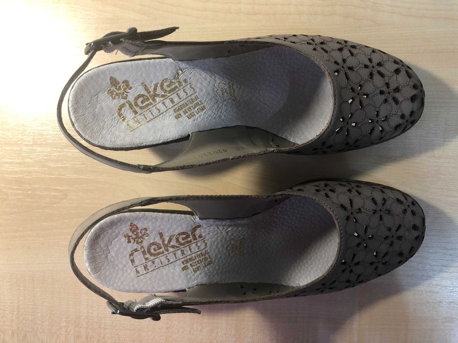 Sandale dama, Rieker, piele naturală, bej, noi + Livrare Gratis!