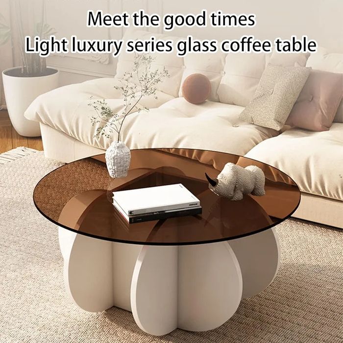 Уникална Ретро /Кръгла холна маса от закалено стъкло