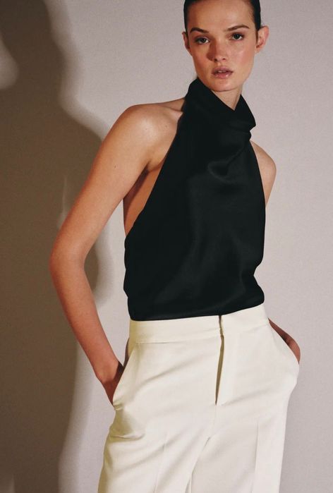 Zara потник от сатен с гол гръб S