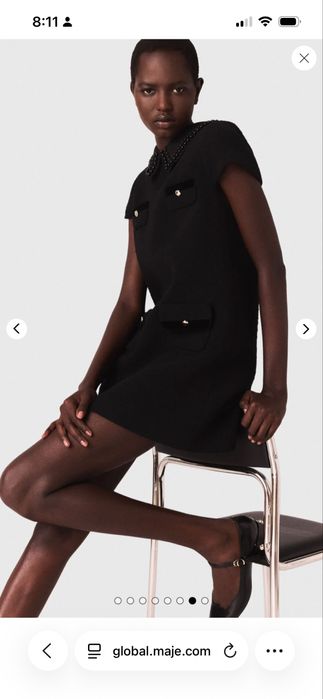 Maje рокля букле със златисти емблематични копчета 2025-26 зима