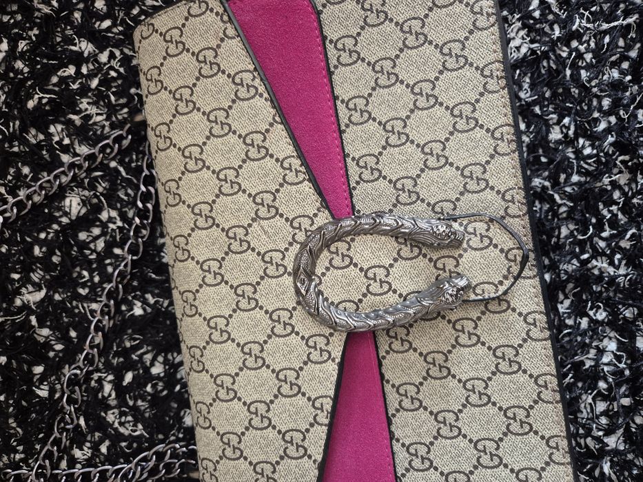 Гучи G.ucci Чанта ЕКРЮ И РОЗОВО