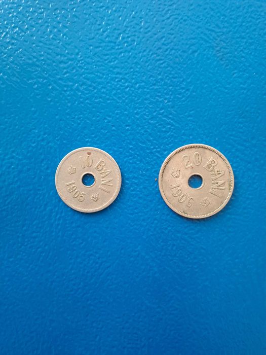 2 monede vechi,  colectie 10 bani 1905 și 20 bani 1906 J, stare f bună