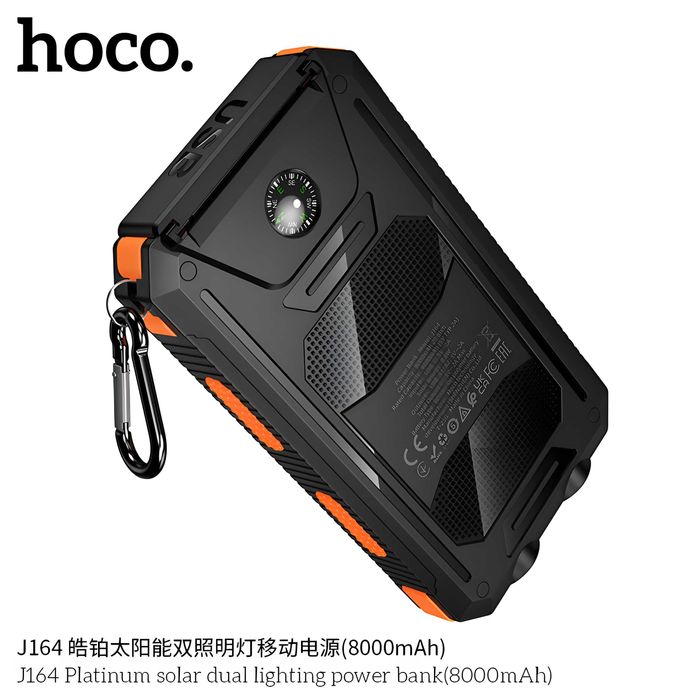 Hoco J164 Power Bank 8000mAh с солнечной панелью и двойным LED-фонарём