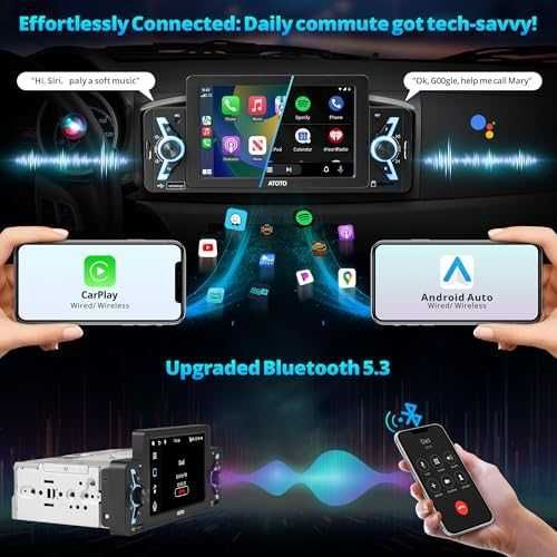 Ново ATOTOEXCEL 5" Едно-Дин Стерео с Безжичен Carplay/Android Auto