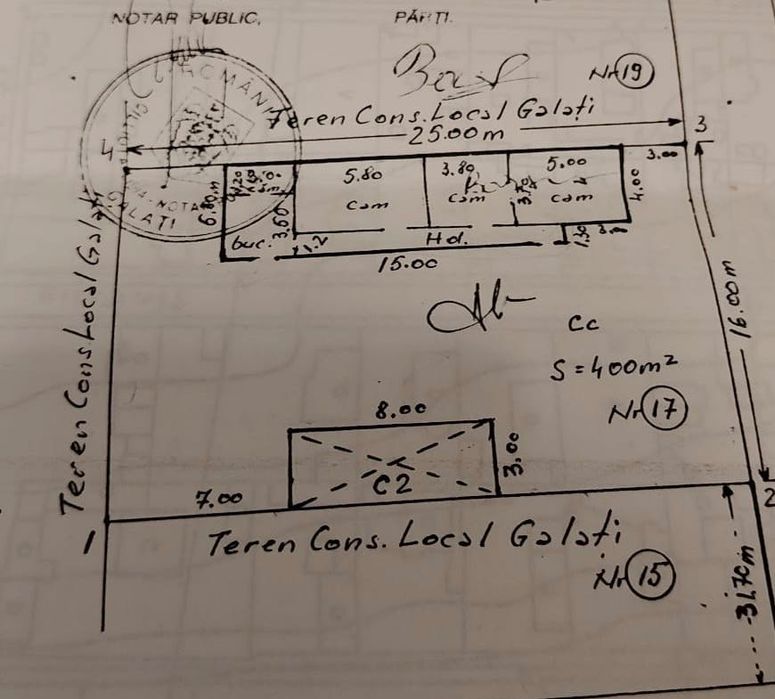 Teren 400 m² + Casă bătrânească - Galați.
