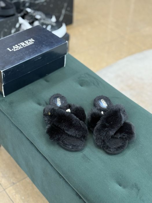 Дамски чехли с пухчета Ralph Lauren