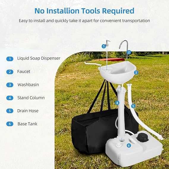 Ghiuveta,curte. Pentru spălat mâini de camping Gri 50,5 x 33 x 103 cm