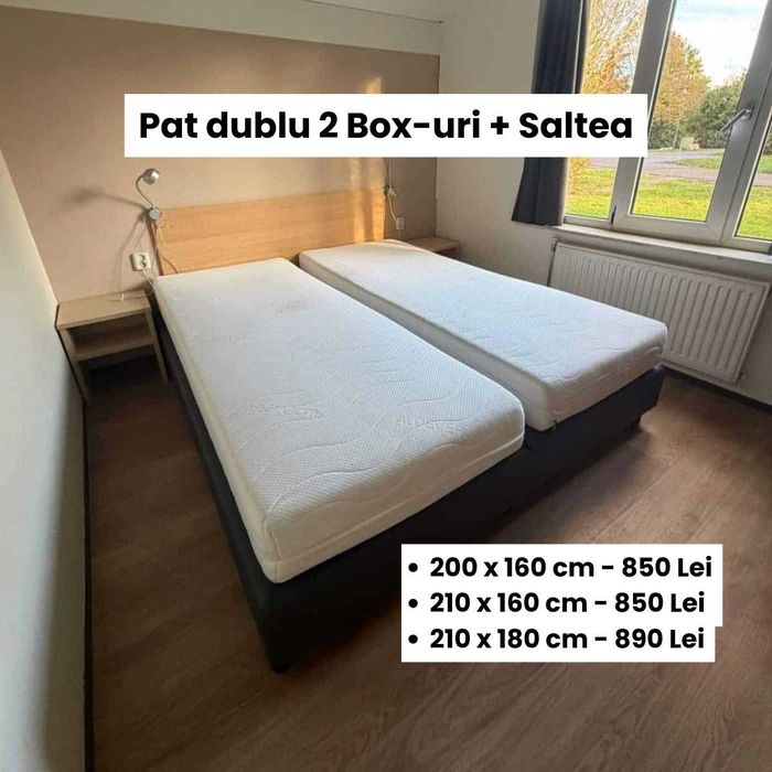 Pat Dublu Matrimonial cu Saltea - Box Spring Import Olanda - 160/180/200 cm