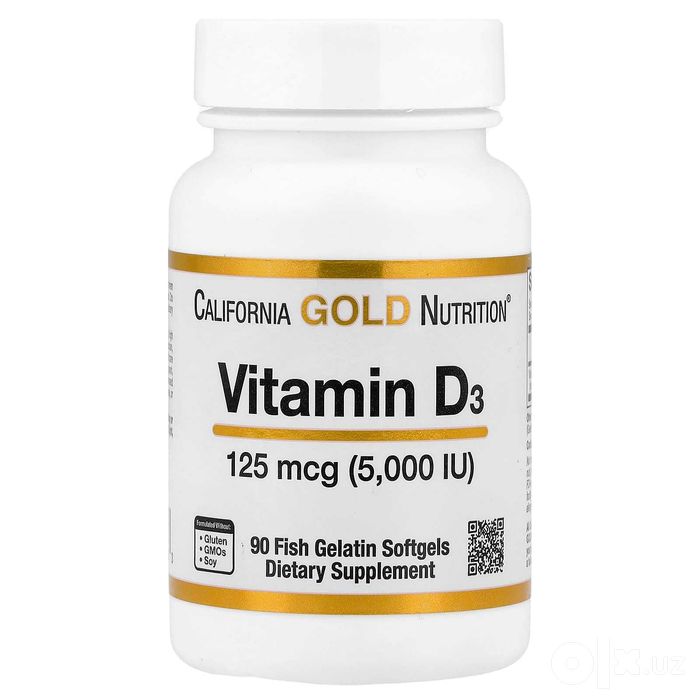 Витамин D3, California Gold Nutrition, 5000 МЕ, 90 капсул