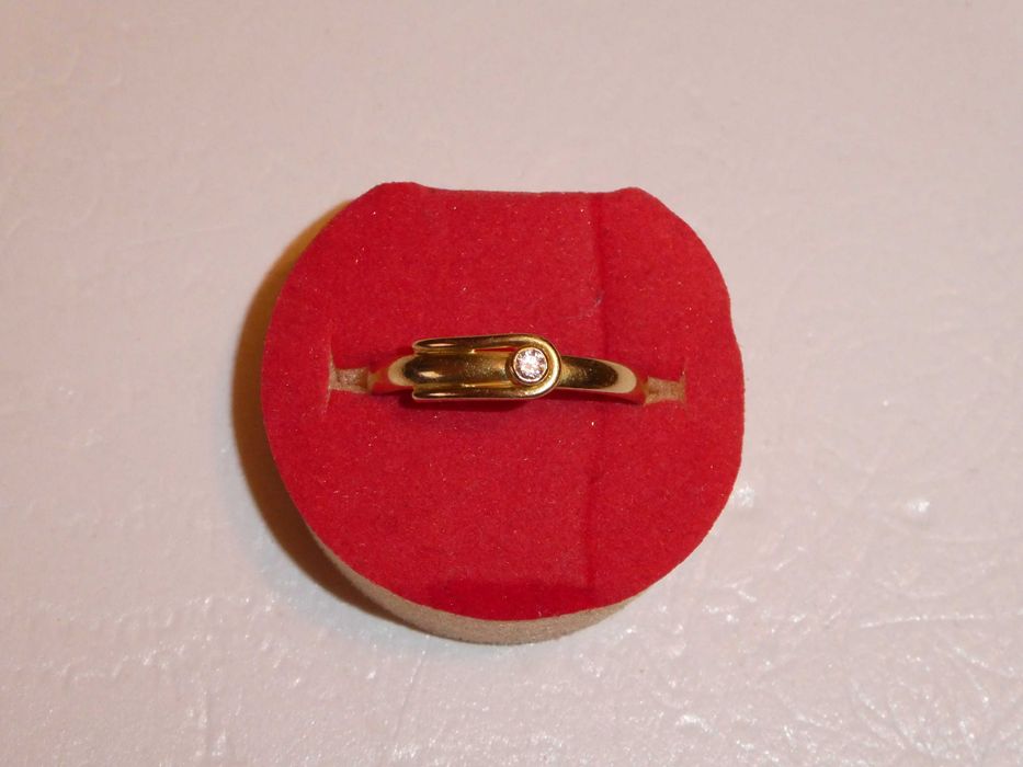 INEL AUR 18K + 1 Diamant = 0.05ct. - De logodna - Vintage - 3.4g. !