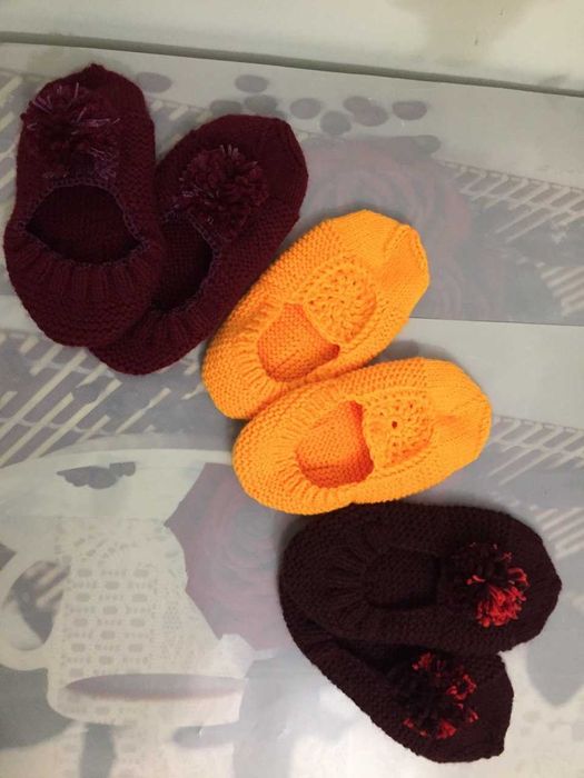 Вязаные тапочки, следки, носки