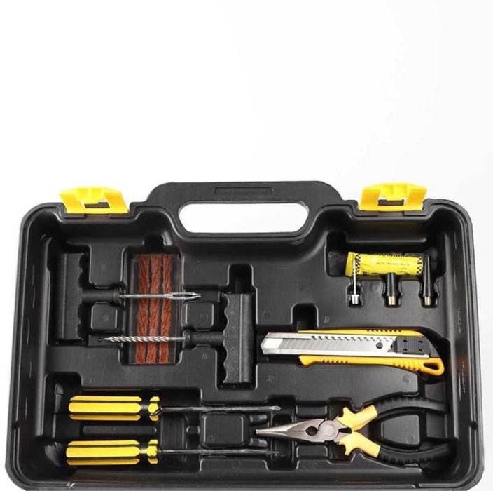 Двуцилиндров компресор за гуми в куфар с инструменти Пътна помощ