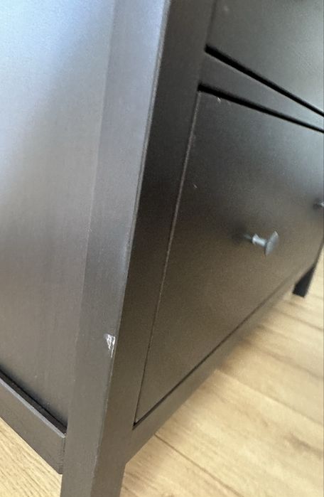 Hemnes  Corp uși sticlă+3 sertare, negru-maro