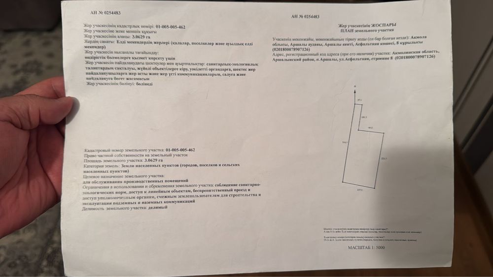 Земельный участок п.Аршалы