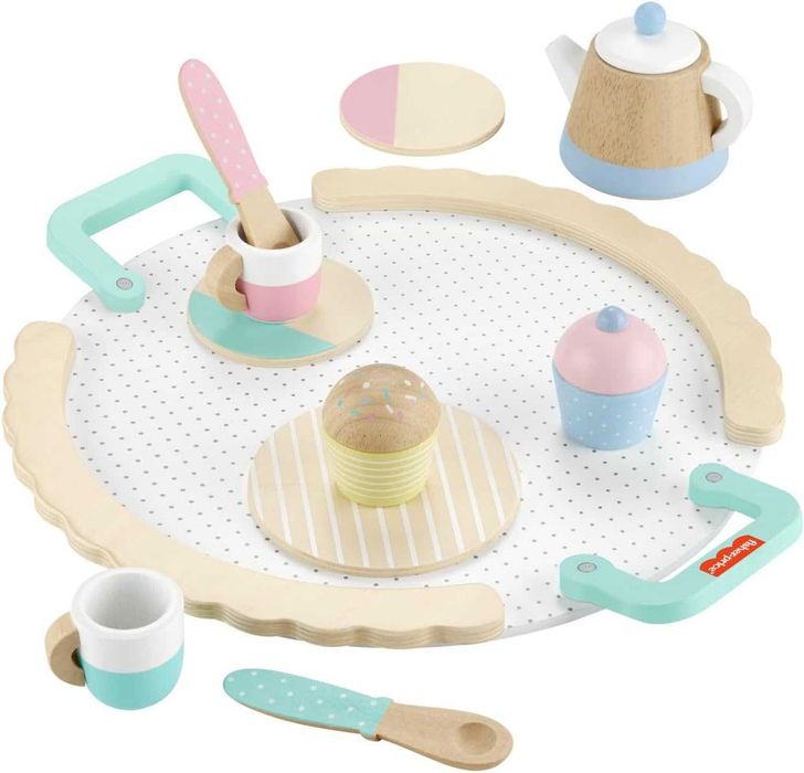 Детски дървен комплект за чай закуска за дървена кухня Fisher Price