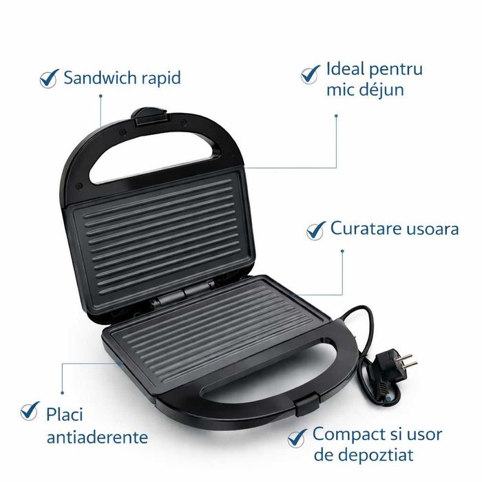 Sandwich Maker Royalty Line 750W Placi Antiaderente Compact