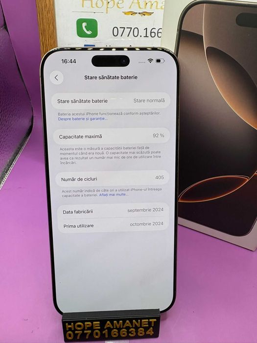 HOPE AMANET P2-Iphone 16 pro max la cutie 512GB / 92% BAT