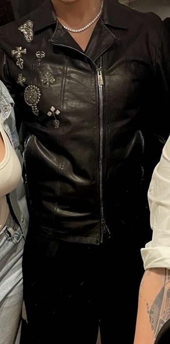 Set Richmond -geaca tip cămașă piele fină + pantaloni stofă evazați