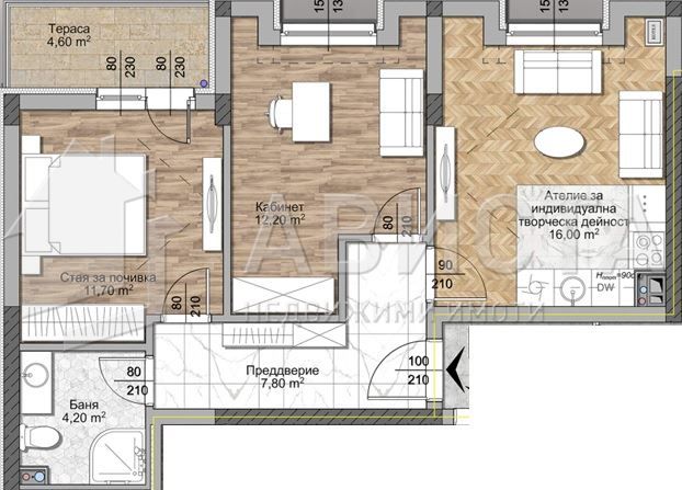 3-стаен в София-Овча Купел площ 69 цена 169078