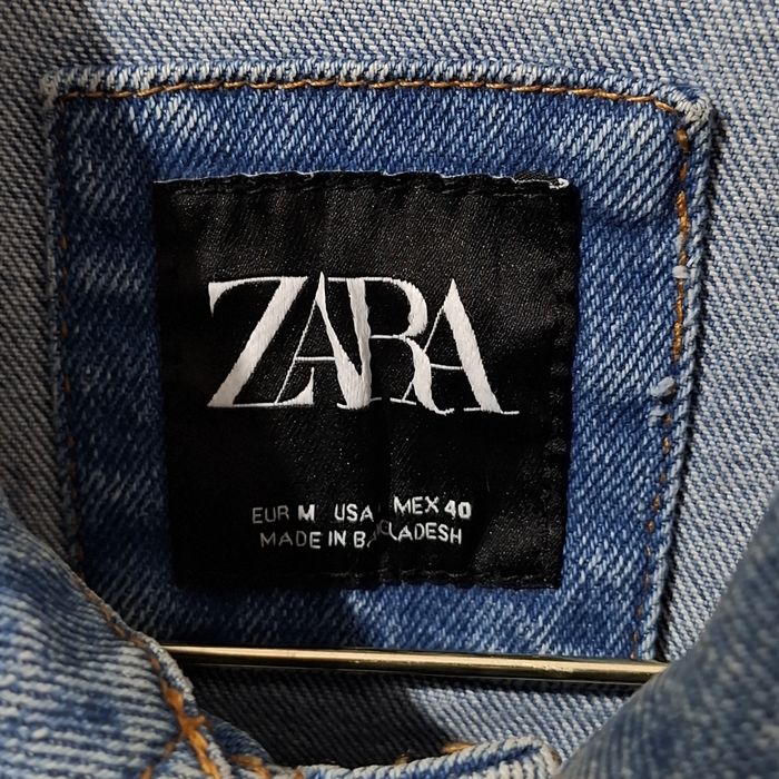 Jacheta din blug denim Zara marime M albastra, bumbac