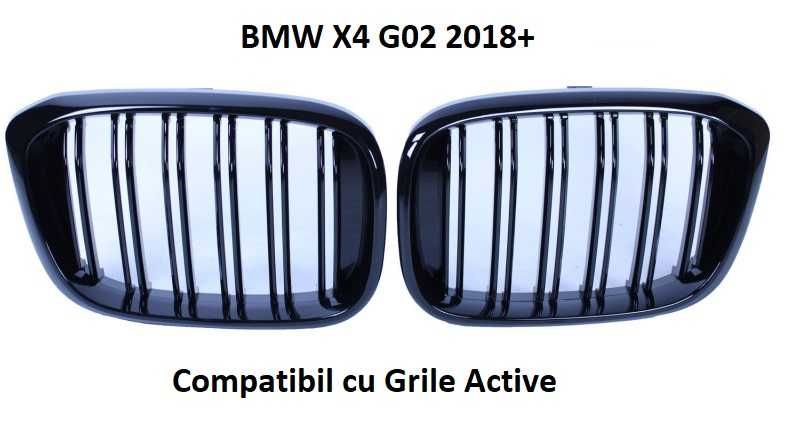 Grile Duble Centrale Negru Lucios BMW X4 G02 2018+ Grile Active