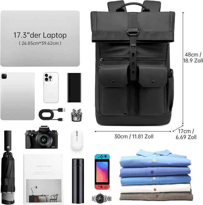 Rolltop раница BJIAX 32L за лаптоп до 17,3″ – водоустойчива