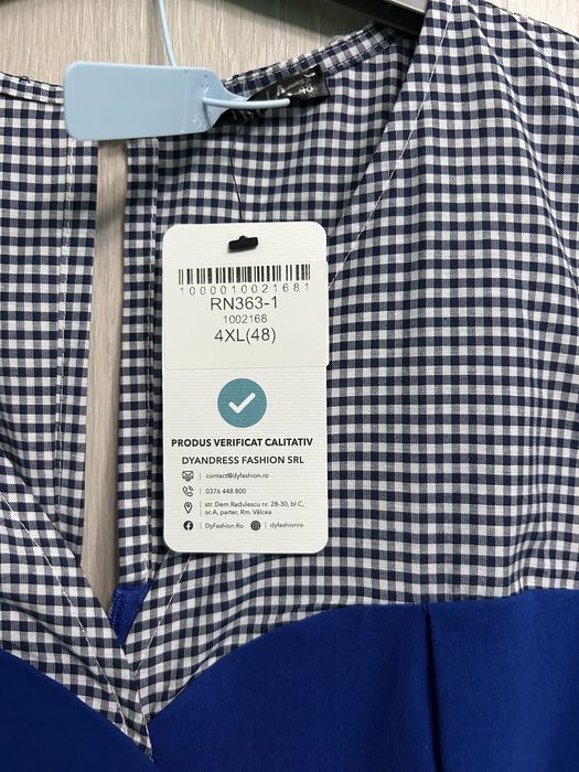 Rochie albastra cu imprimeu carouri