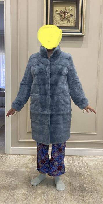 Норковая шуба голубая