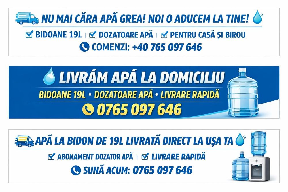 Apa de băut bidon de 19 kg adus la dumneavoastră acasă.
