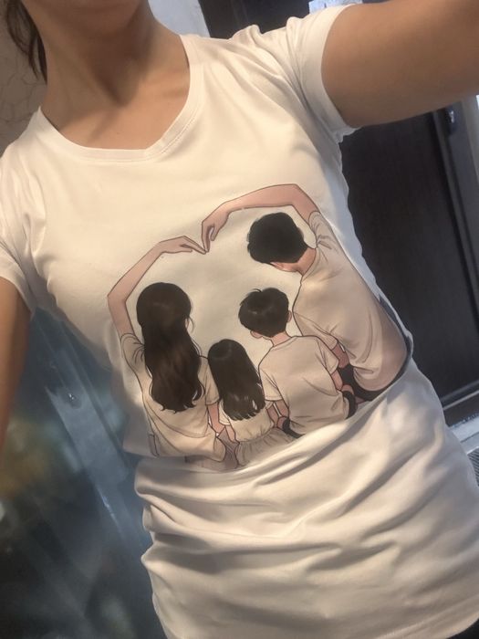 Дамска тениска XS с принт семейство