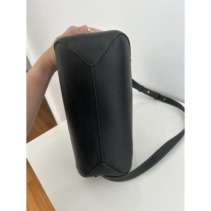 Geanta de piele FURLA cu maner si aspect texturat Gilda, Negru