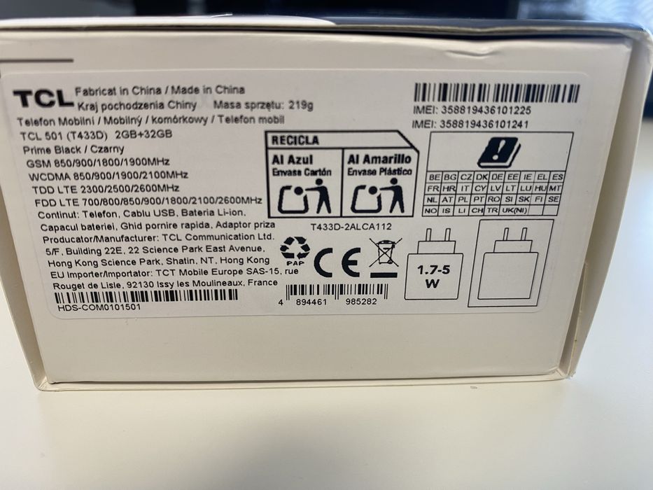 Telefon TCL 501 4G Dual Sim Prime Black NOU in cutie sigilat