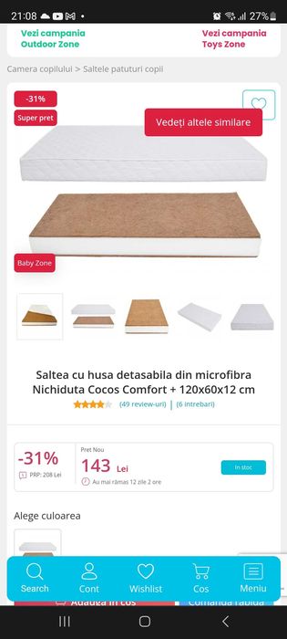 Patut + saltea 120×60