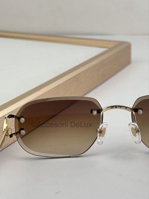 Ochelari de Soare Cartier Premiere Gold Brown CT0468S Noi Full Box [Verificare Colet]