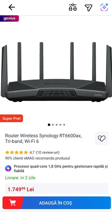Synology RT6600ax – Router Wi-Fi 6 tri-band