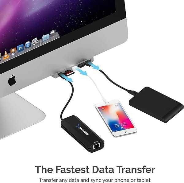 Hub multiport iMac SABRENT cu porturi USB cu acces frontal