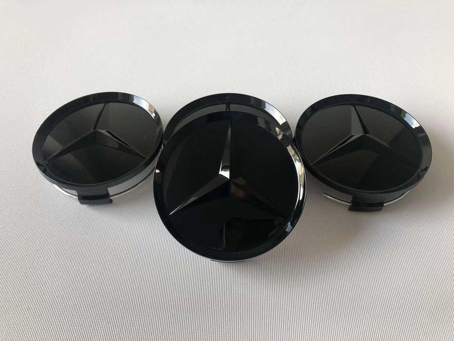 set 4 capace mercedes 75mm negru complet pentru mercedes