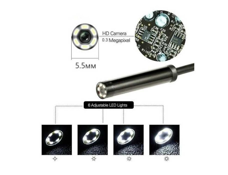 Ендоскоп камера за телефон лаптоп компютър Android с 2.5м кабел