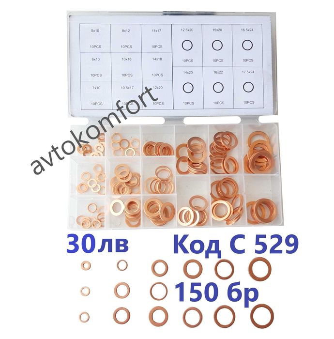 Комплекти Гайки Пружини О-пръстени Дифтунги Гресьорки Шлаухки Копки