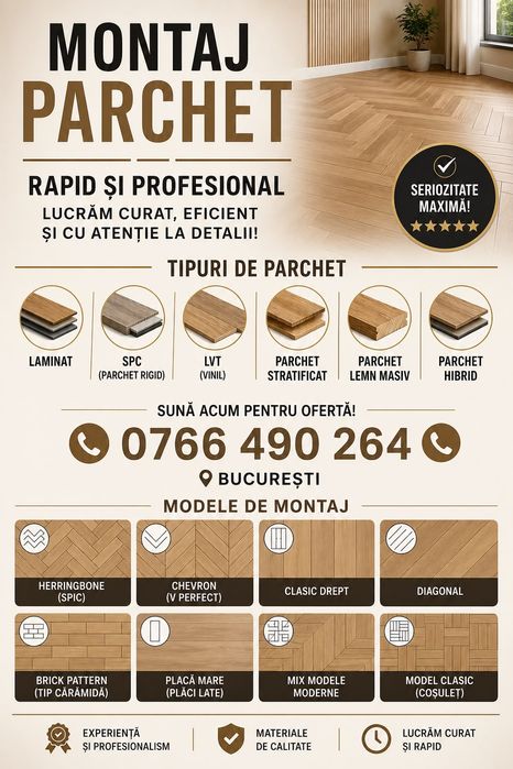 Montaj parchet laminat și SPC București