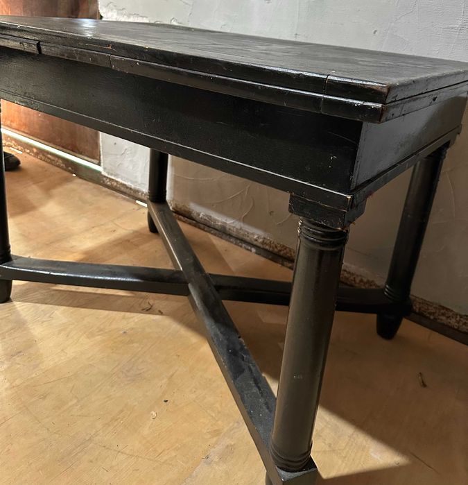 Masa neagra vintage din lemn masiv; Masa Extensibila; Masa cu blat 110x78 cm
