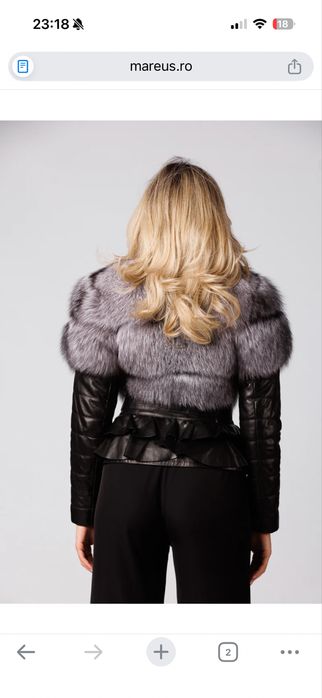 Geaca piele cu blana naturala de vulpe