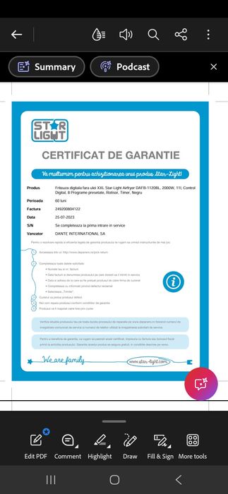 Friteuza digitala fara ulei XXL Star-Light Airfryer DAFB-1120BL, 2000W