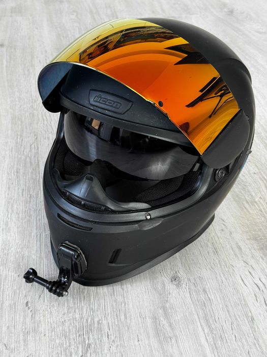 Casca Icon Airform Rubatone Negru Mat + viziera Iridium Rosu - M/L