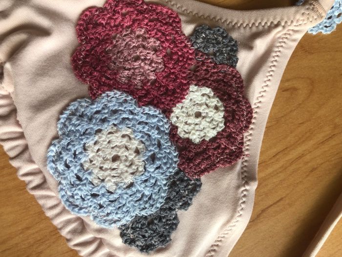 Розов бански на цветя / двоен /