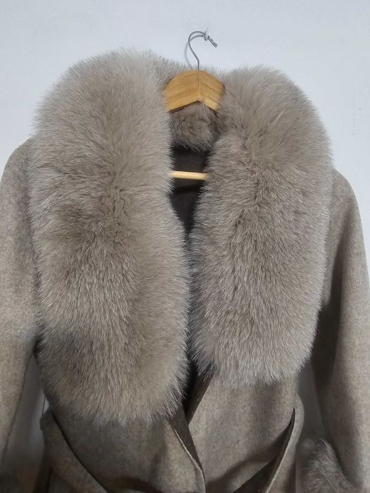 Palton cu lână si blană naturală Alpaca