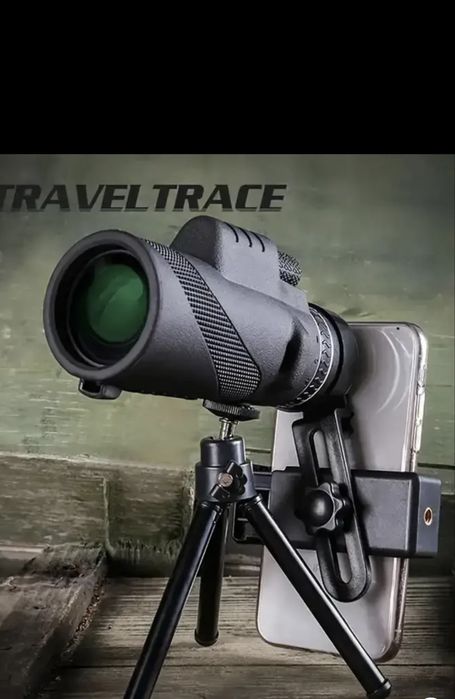 Telescop monocular cu trepied și suport telefon