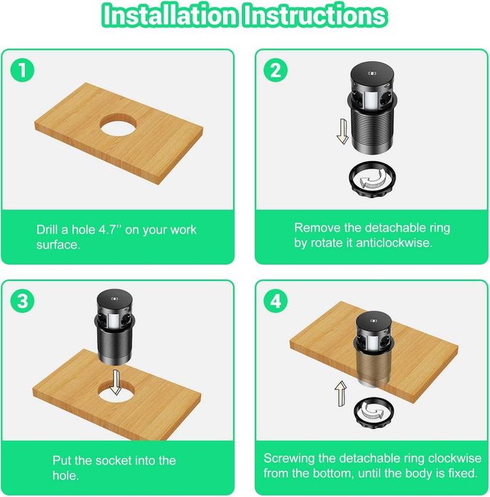 HANNELORE Прибиращ се вграден контакт с USB за бюро