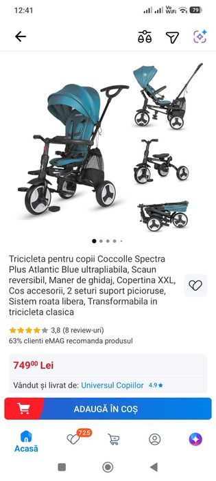 Tricicleta ultra pliabila Cocolle Spectra Plus