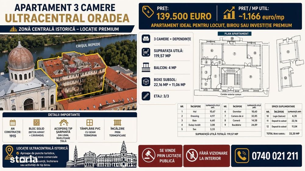 Zona Centrala - Apartament 3 camere 120 mp - ET.3|3, Oradea
